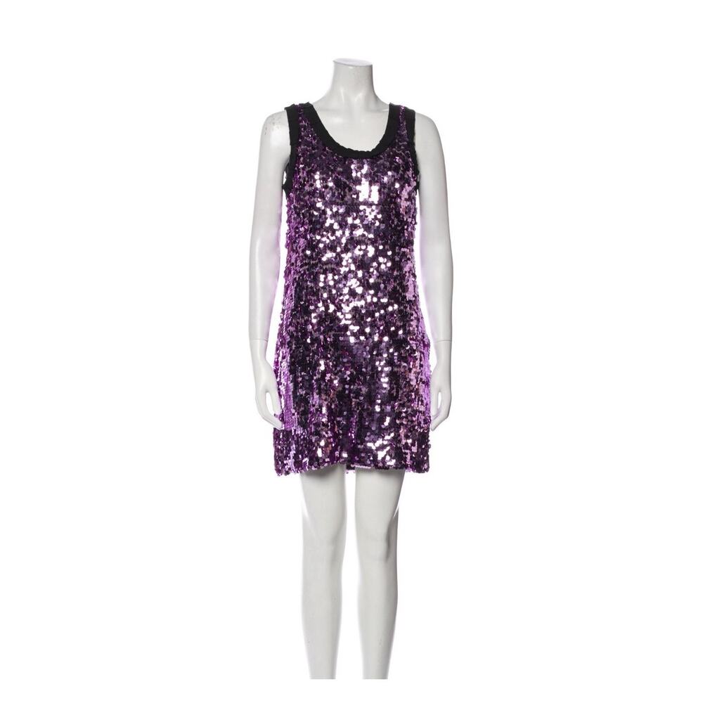 Dolce & Gabanna D&G Pink Sequin Shift Pink Pleated Sequined Dress IT42